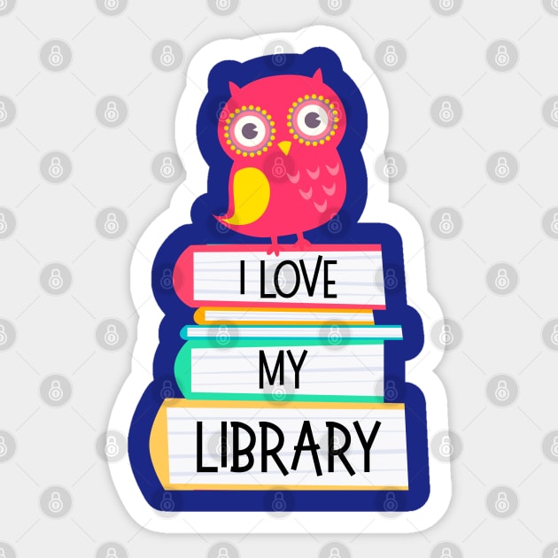 I Love My Library Cute Owl Book Lovers Gift Sticker by Pine Hill Goods